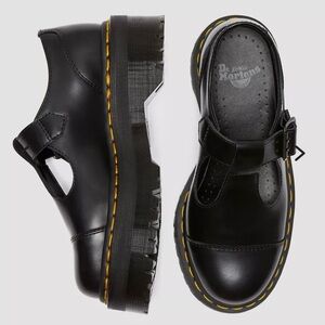 Dr. Martens BETHAN POLISHED SMOOTH LEATHER PLATFORM MARY JANES SHOES